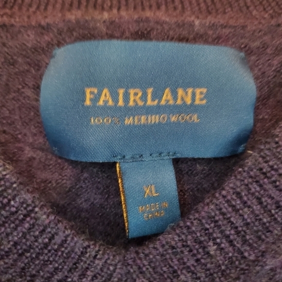 Fairlane Men's Sweater 100% Merino Wool V Neck long Sleeve Size XL - Picture 7 of 8